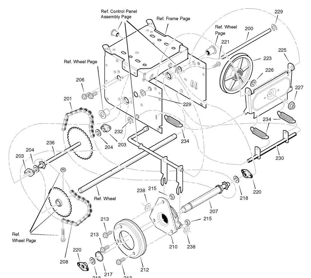 Drive Diagram and Parts List for 1695366-6291500X61 2007 Briggs and Stratton Snow Blower